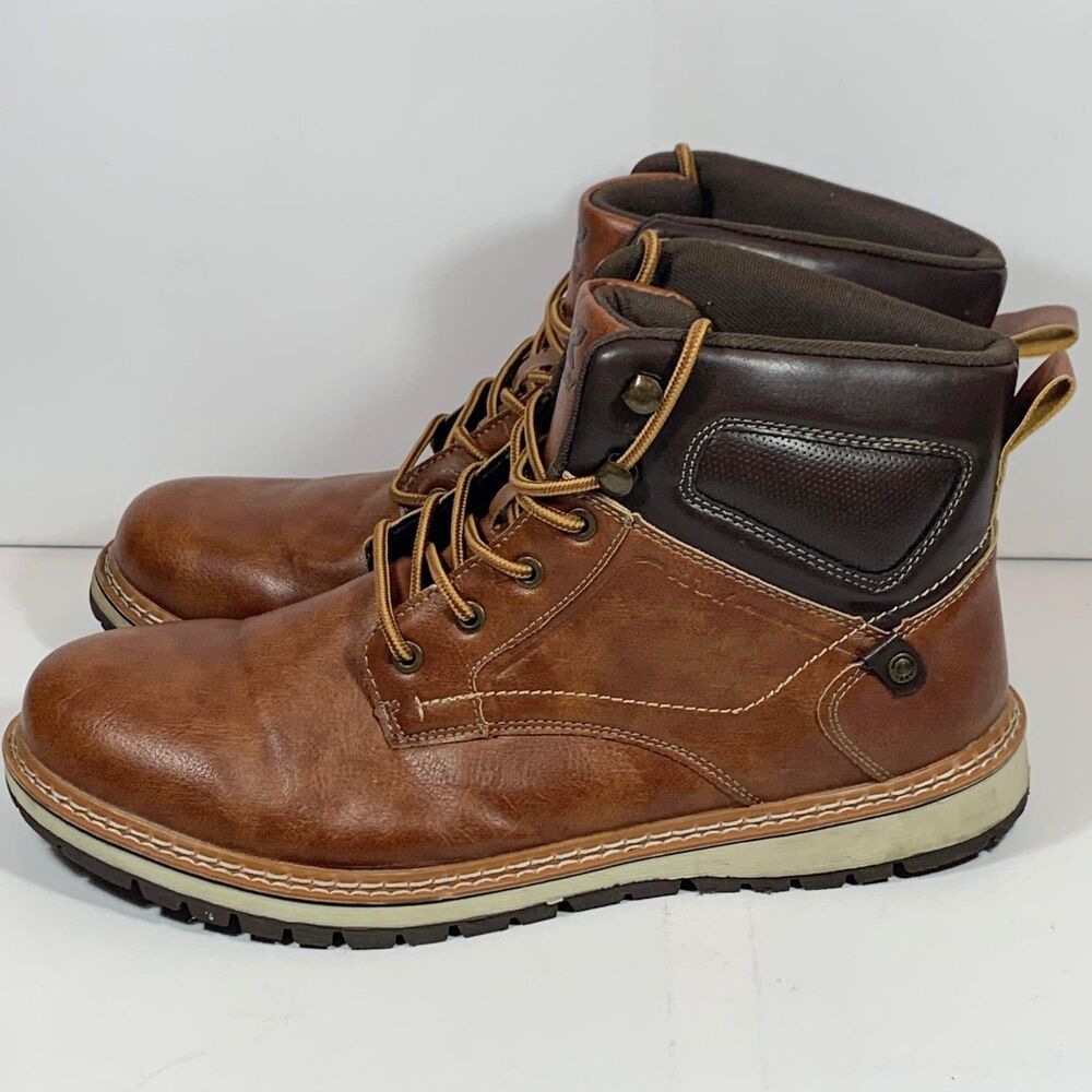 Mens XRAY BROWN Faux Leather Lace Up  Collar Rubber Soles Boots sz 13 Handsome